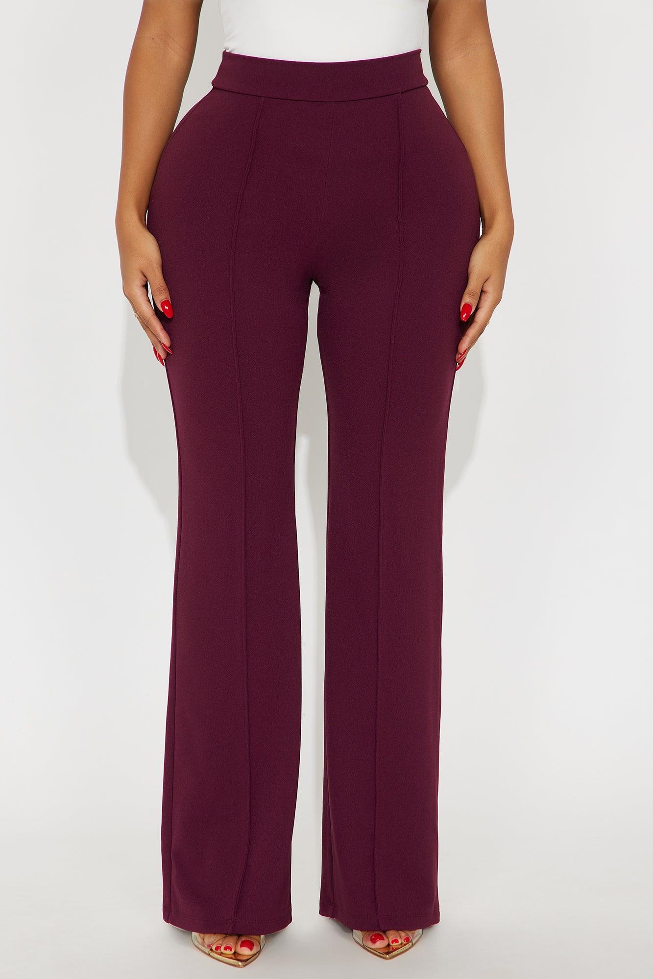 Victoria High Waisted Dress Pants - Burgundy Female Product Image