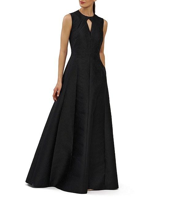 Kay Unger Gabriella Textured Jacquard Keyhole Neckline A-Line Gown Product Image