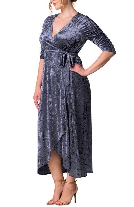 Cara Velvet Hi-Low Wrap Gown - Plus Product Image