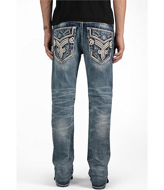 Rock Revival Braylon Straight Leg Oversized-Fleur-De-Lis-Embroidered-Pocket Jeans Product Image