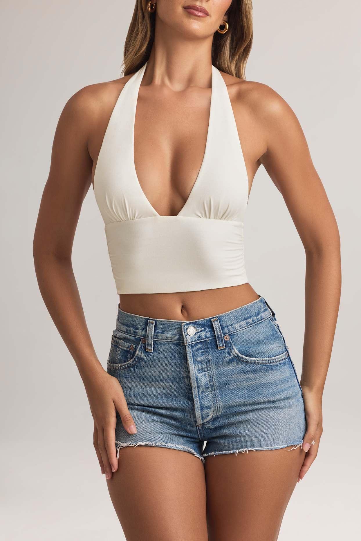 Modal Halterneck Top in White Product Image