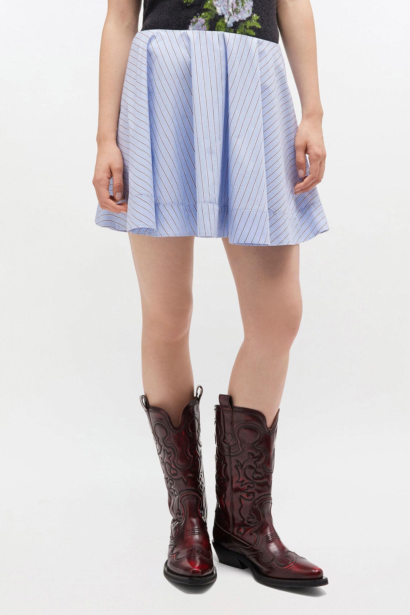 Blue Stripe Mini Circle Skirt Product Image