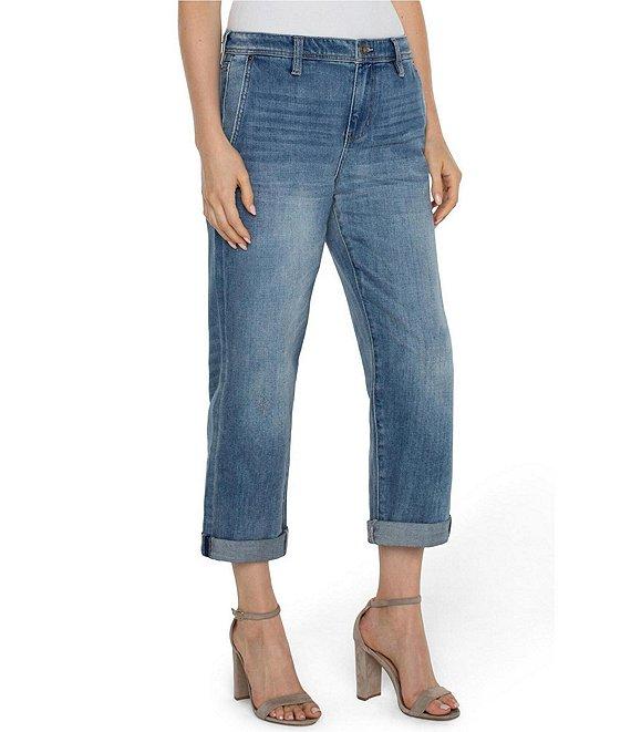 Liverpool Los Angeles Norma Denim Relaxed Roller Crop Mid Rise Jeans Product Image