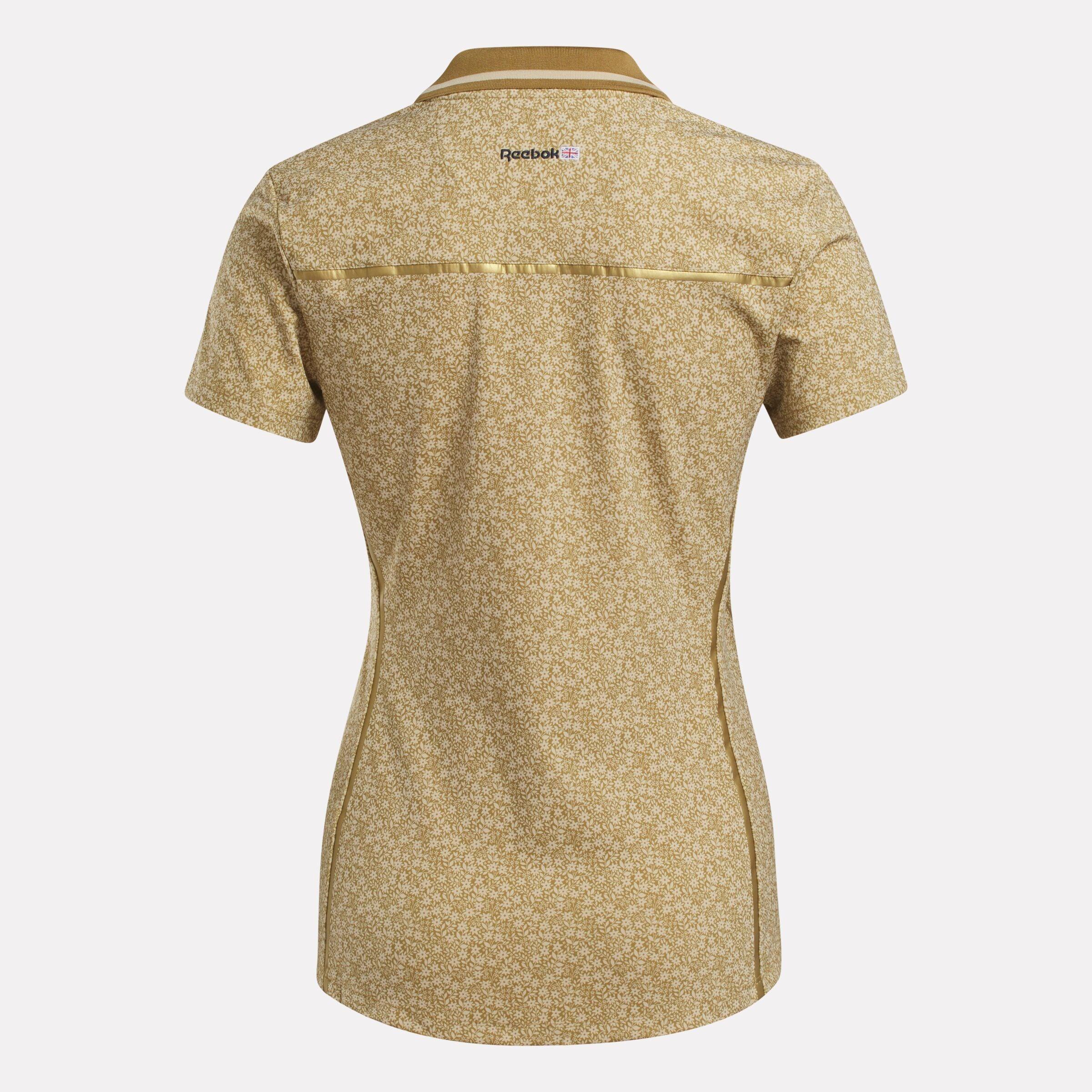 Women's Cap Sleeve Johnny Collar Micro Floral Polo Shirt Female Product Image