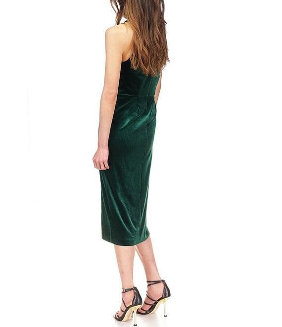 Michael Kors Stretch Velvet Sleeveless Twist Neck Midi Dress Product Image