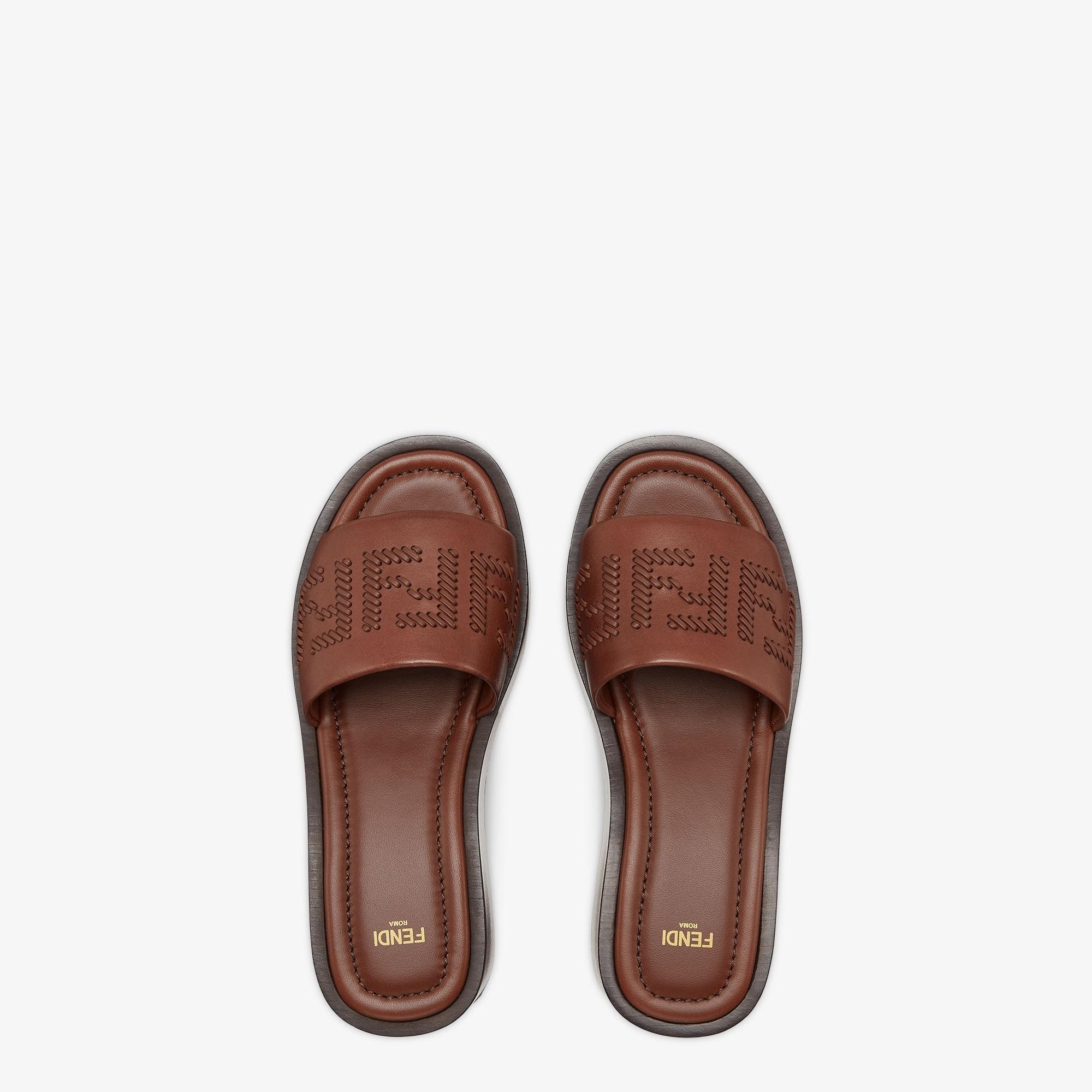 Fendi SunshineBrown leather flatform slides Product Image