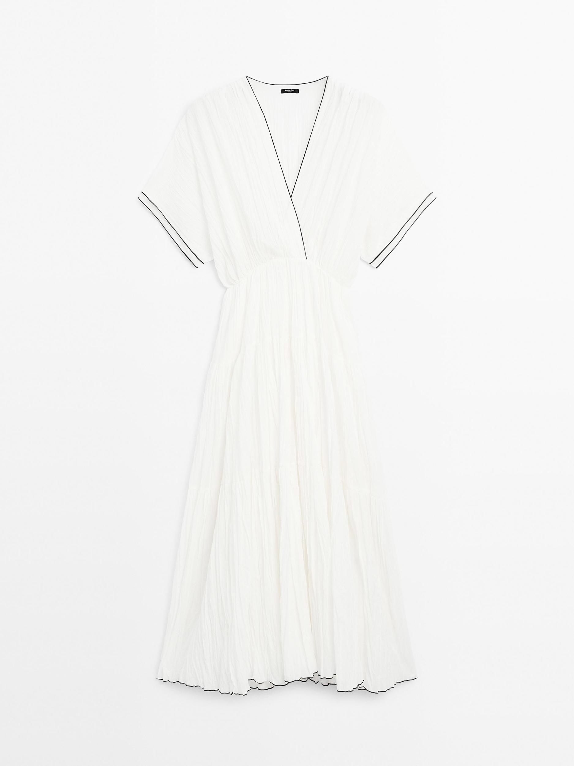 Contrast pleated long dress Product Image