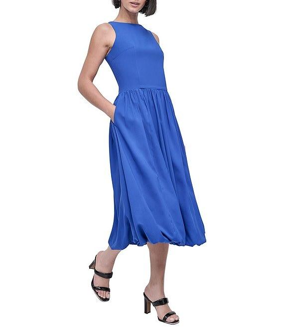 DKNY by Donna Karan Sleeveless Drop Waist Bubble Hem Midi Dress Product Image