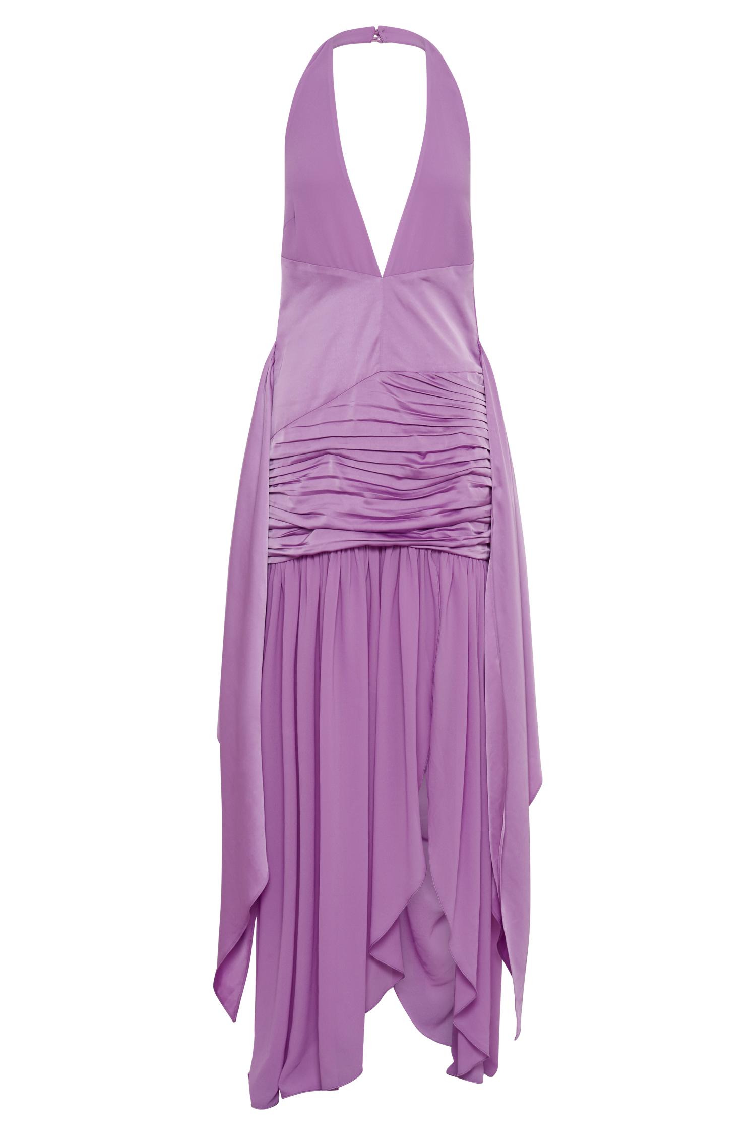 Graziana Satin Chiffon Plunge Maxi Dress - Violet Product Image
