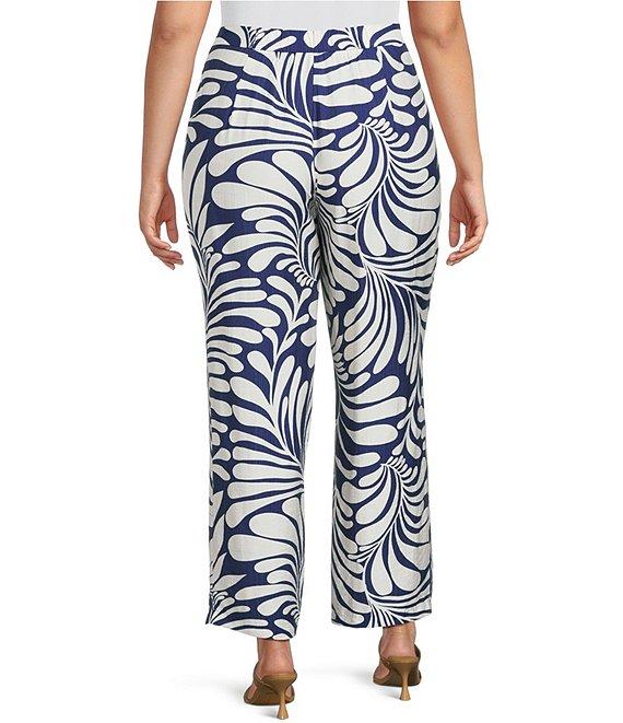 Lucy Paris Plus Size Rue Coordinating Printed Satin Flare Leg Ankle Pants Product Image