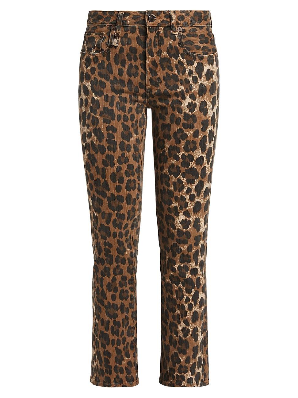 Womens Kick Fit Stretch Leopard Mid-Rise Flare Jeans Product Image