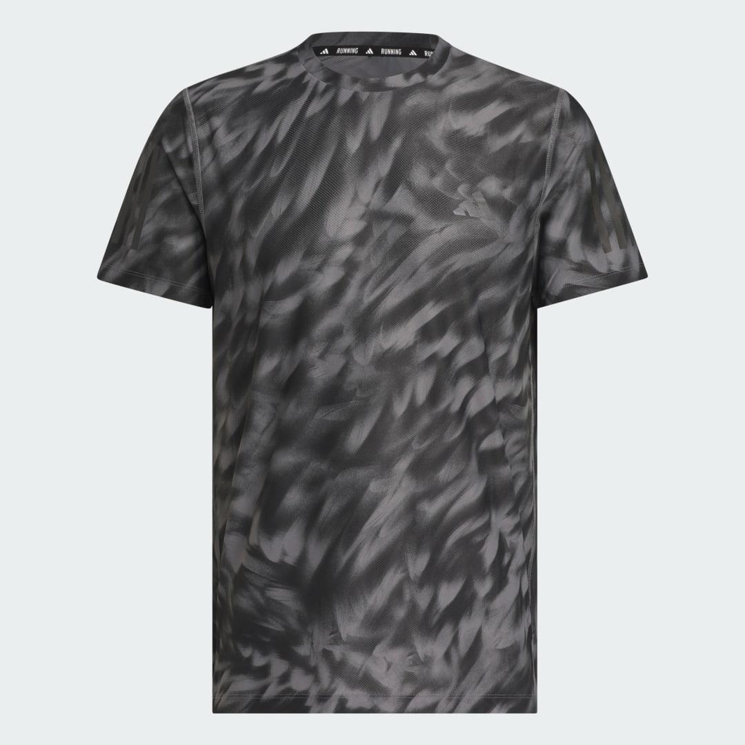 adidas Own The Run Allover Print Tee Grey Four S Mens Product Image
