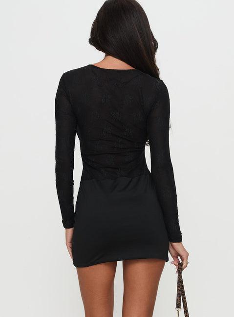 Perissa Long Sleeve Mini Dress Black Product Image