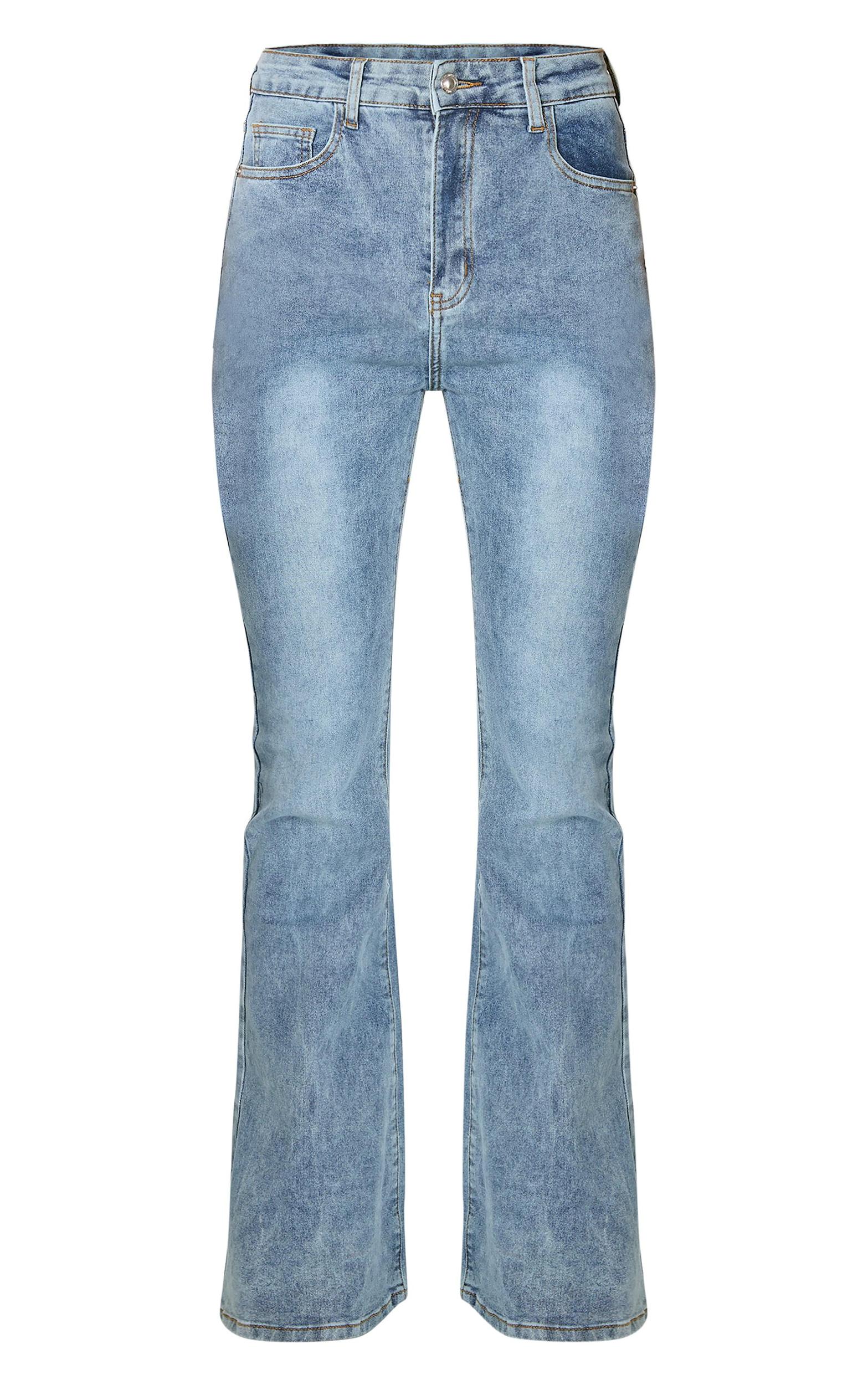 Vintage Wash Seam Back Split Hem Wide Leg Flares Product Image