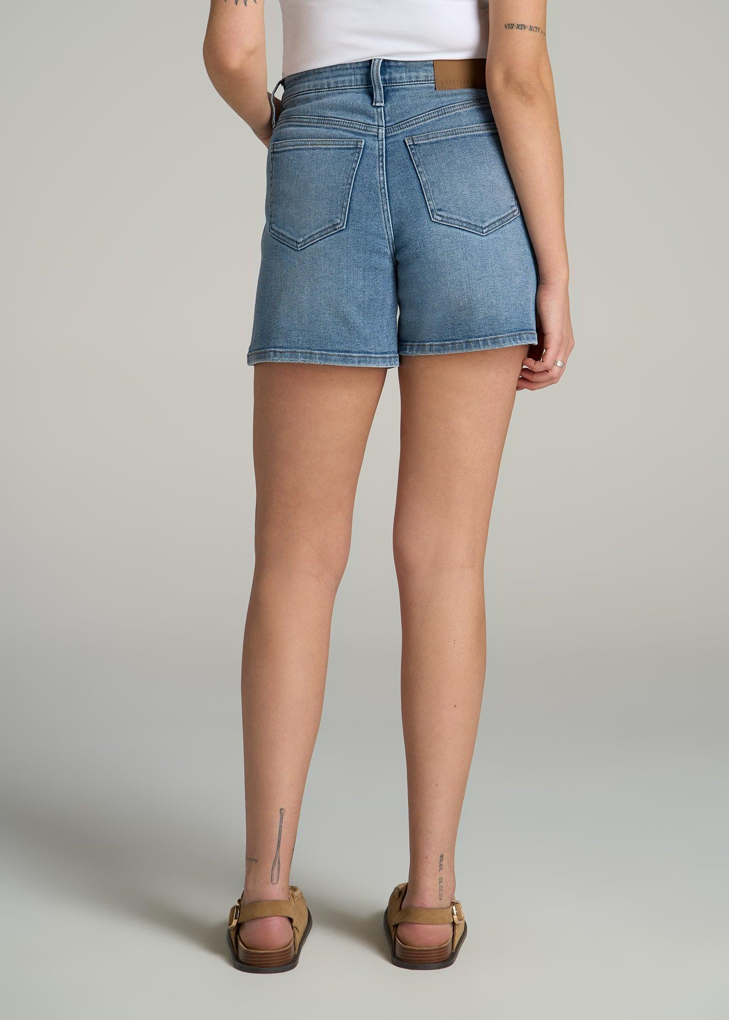 High Rise Denim Shorts for Tall Women in Heritage Faded Female Product Image