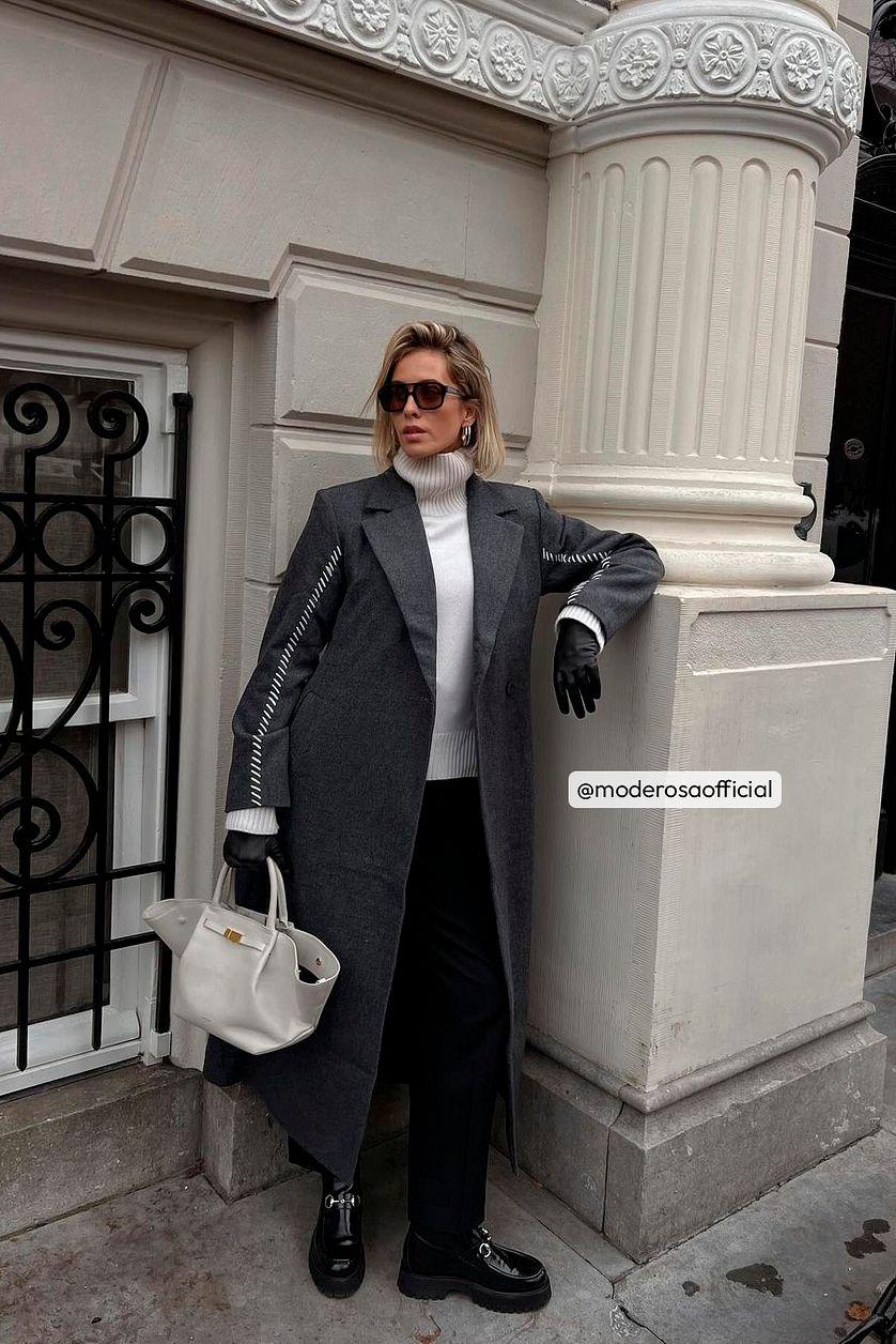 Stitch Details Waist Shape Coat Product Image