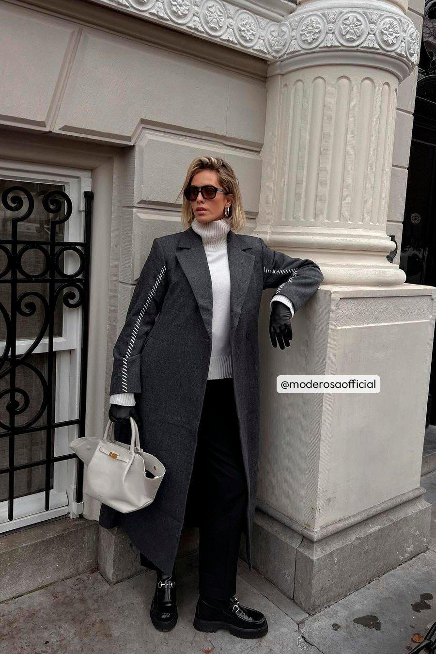 Stitch Details Waist Shape Coat Product Image