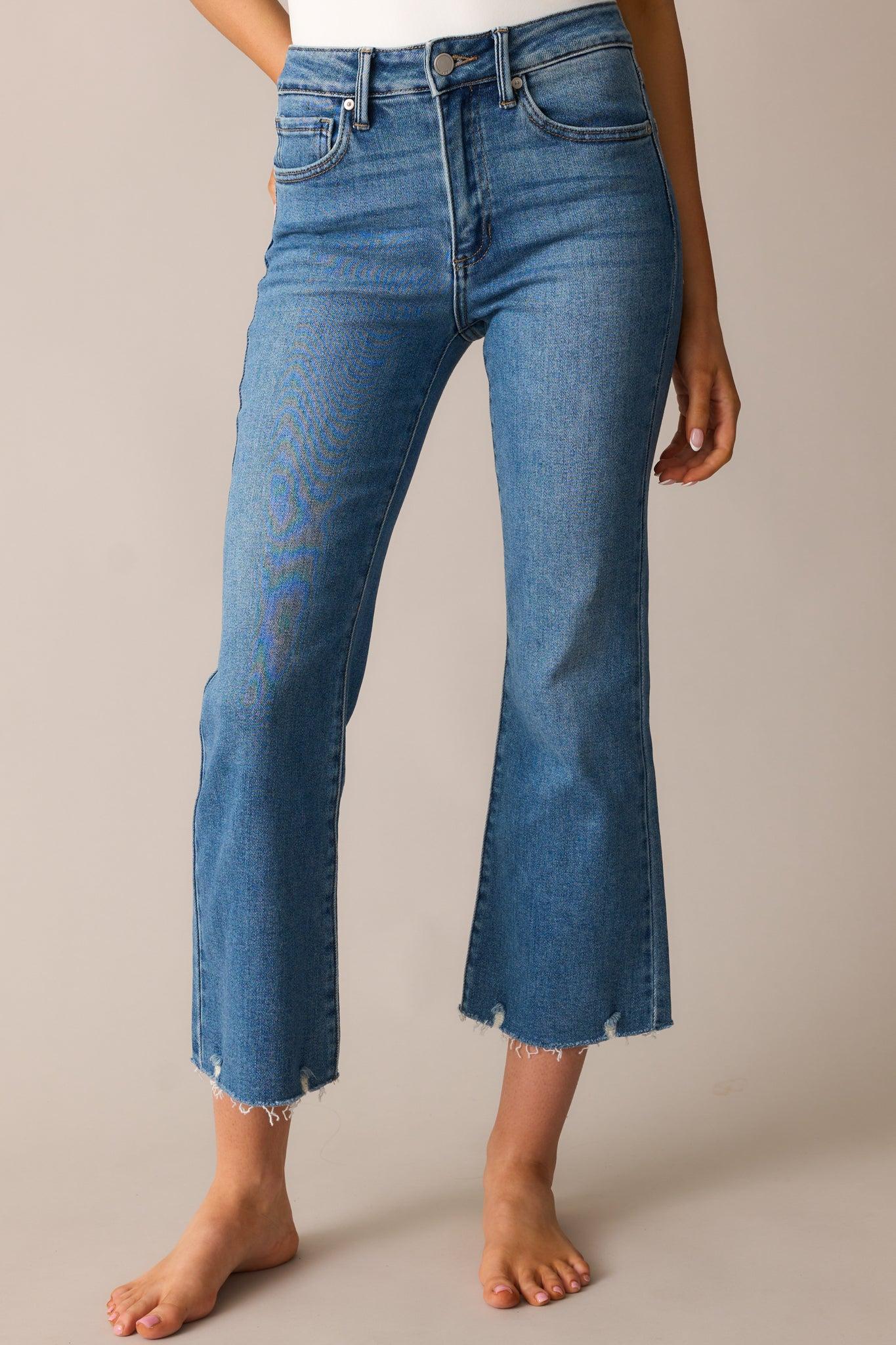 Terrific Timing Medium Wash Cropped Flare Jeans Product Image