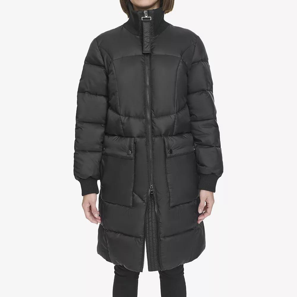 Womens Andrew Marc Knit Collar Puffer Jacket Product Image