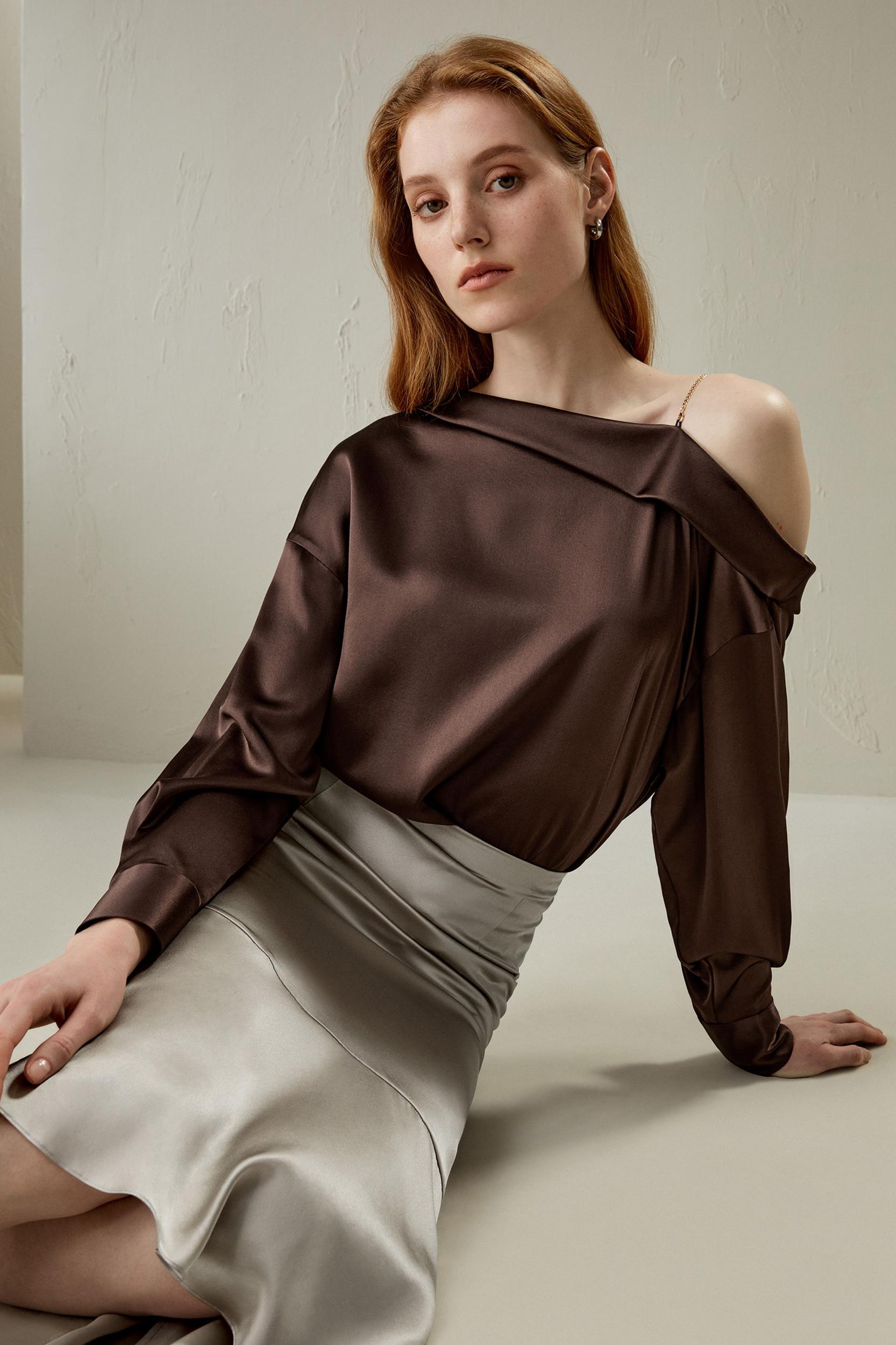 Silk Asymmetrical Fishtail Skirt Product Image