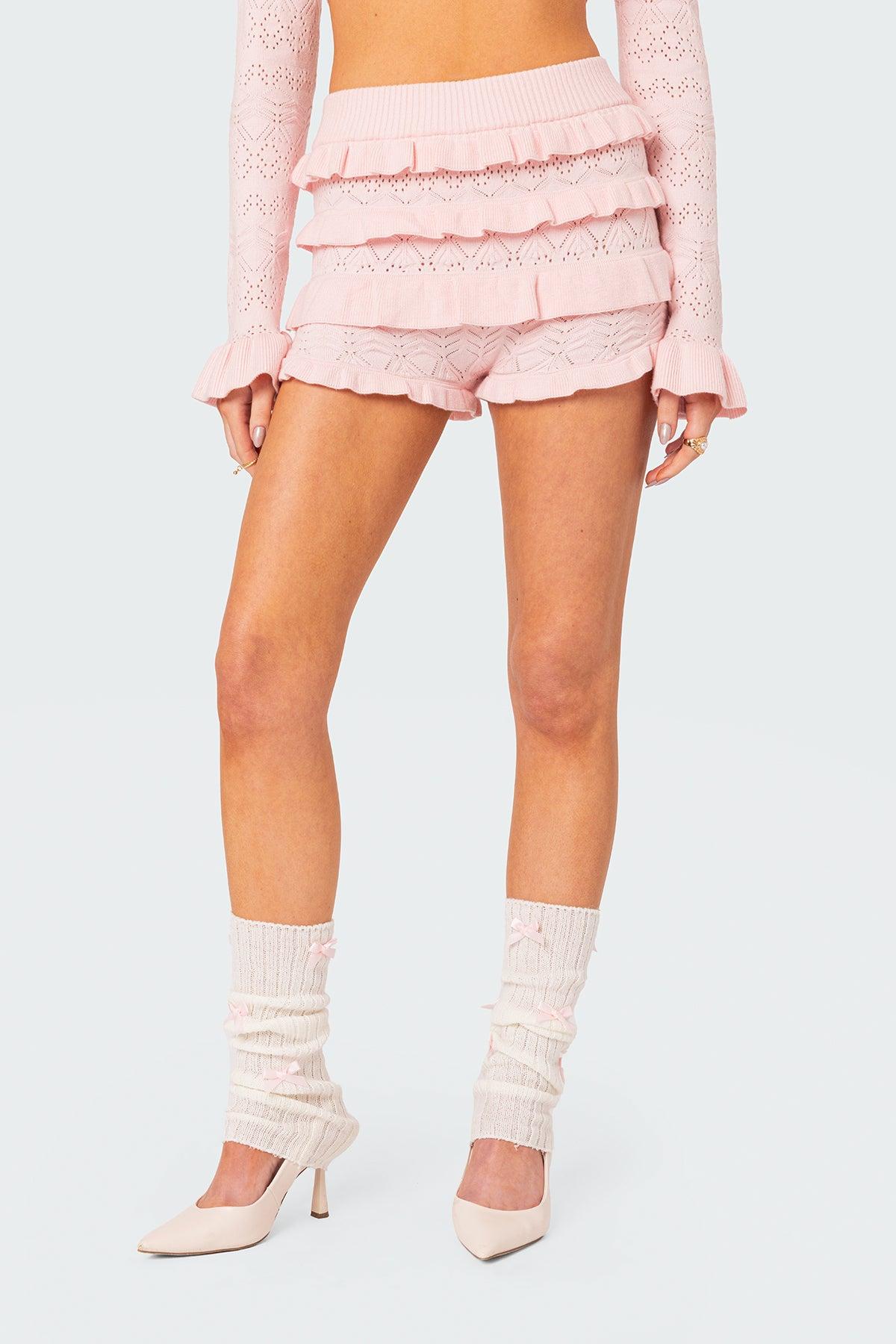 Lindsay Ruffle Knitted Shorts Product Image