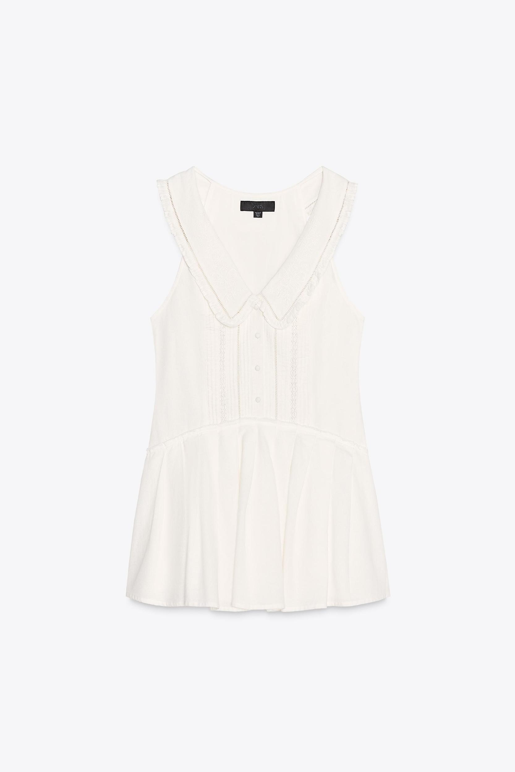 PLEATED PETER PAN COLLAR SHORT DRESS Product Image