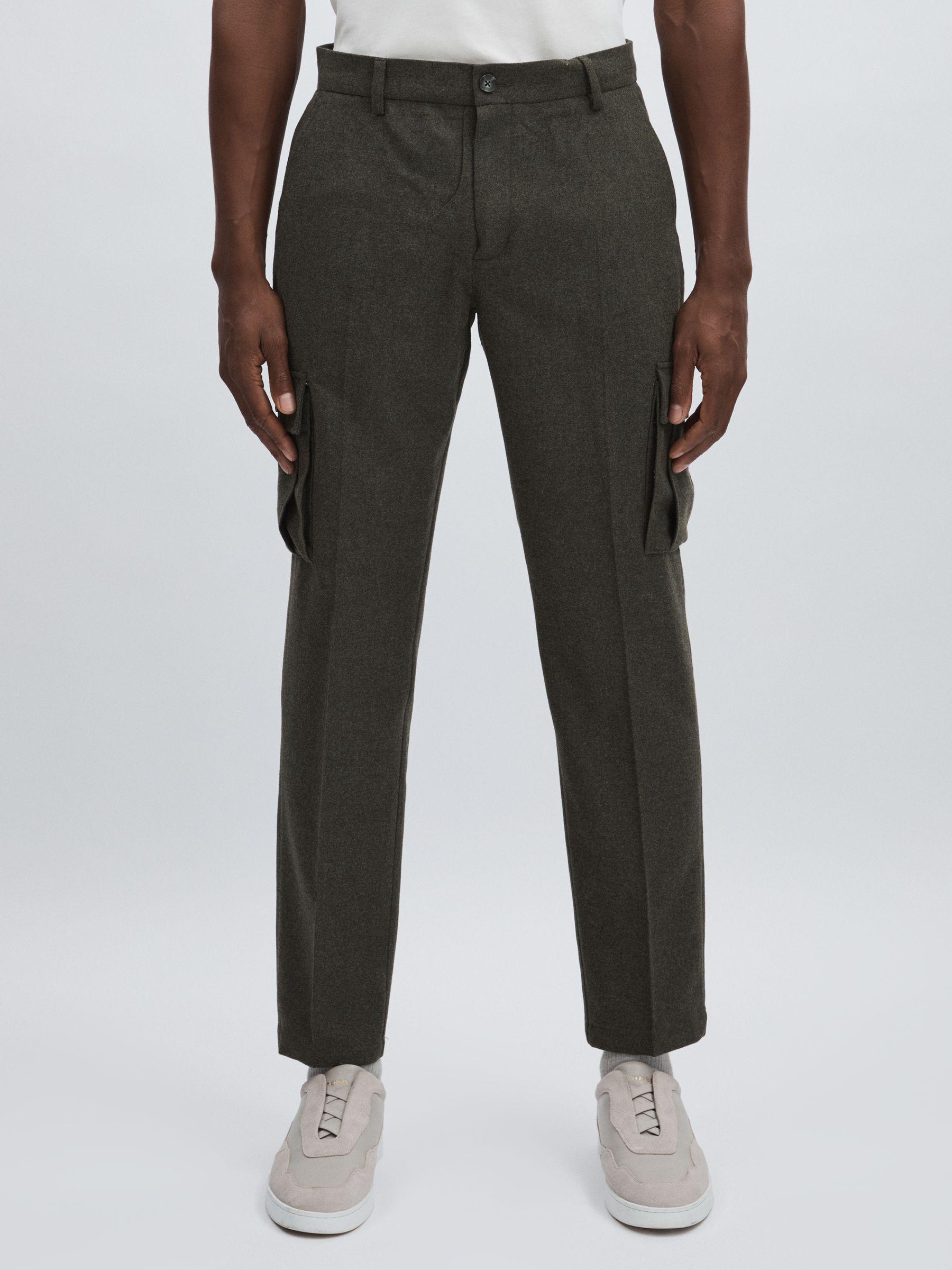 Wool-Blend Cargo Suit Trousers in Forest Green Product Image