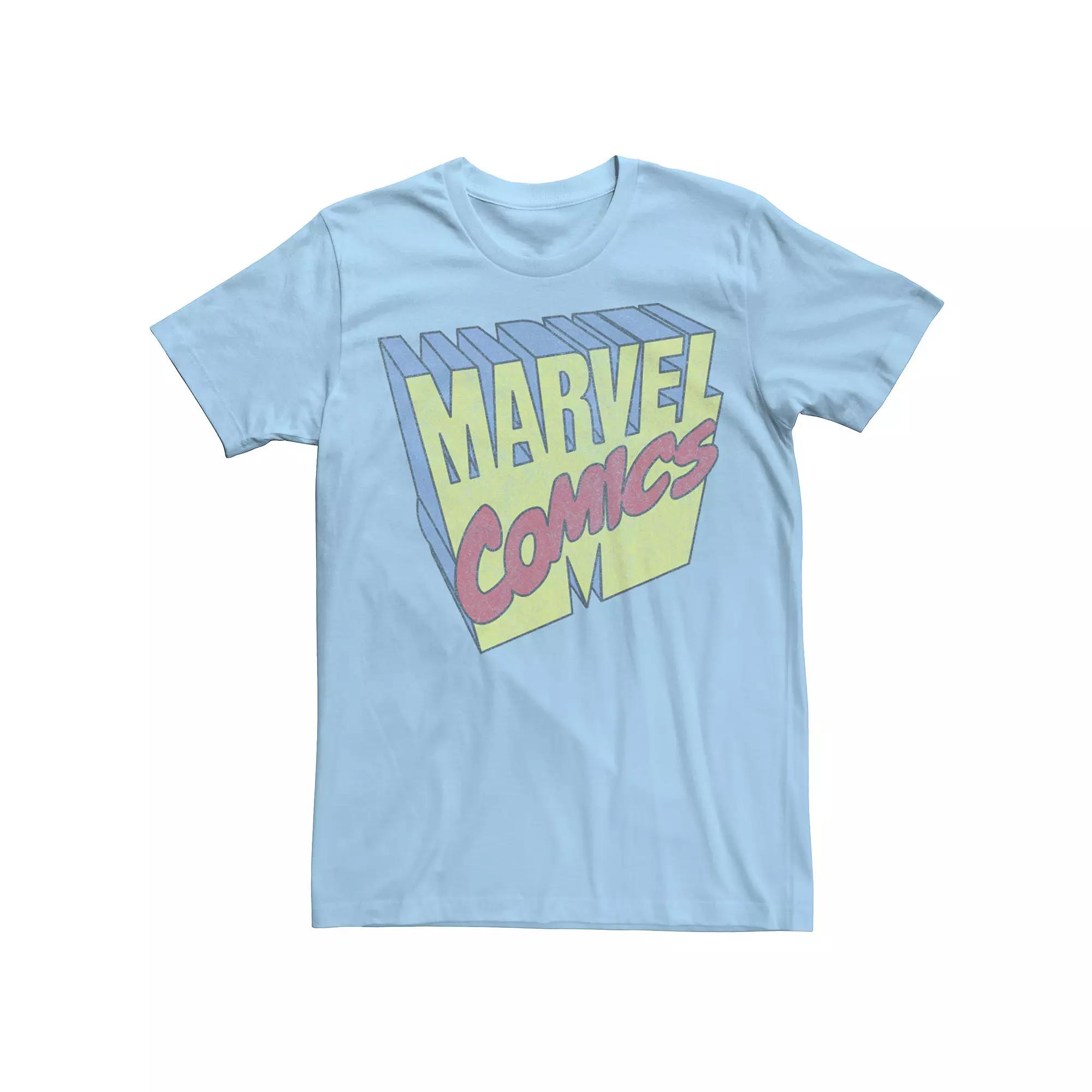 Men's Marvel Comics 3D Logo Tee, Size: XXL, Light Blue Product Image