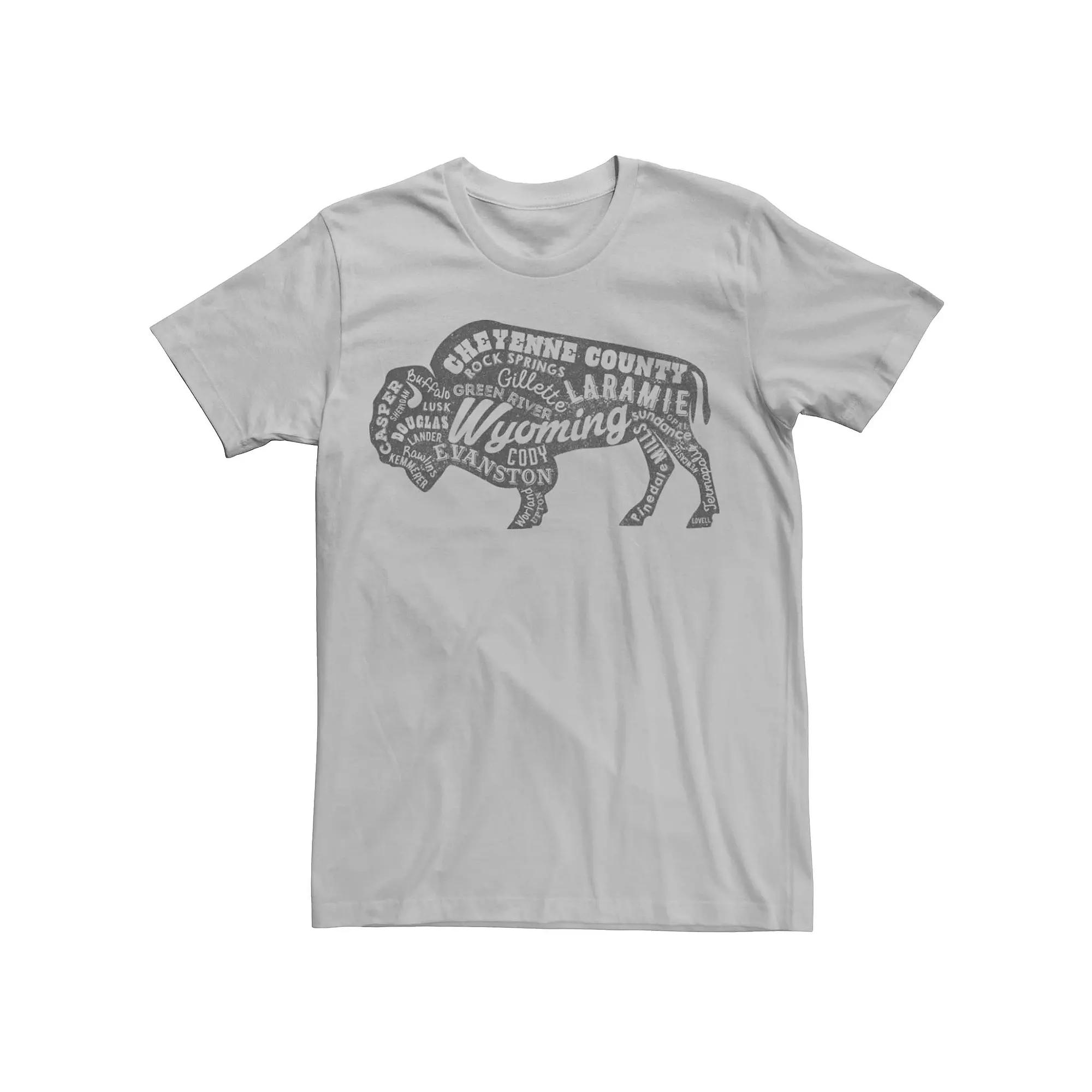 Men's Wyoming Buffalo Graphic Tee, Size: 3XL, Silver Product Image