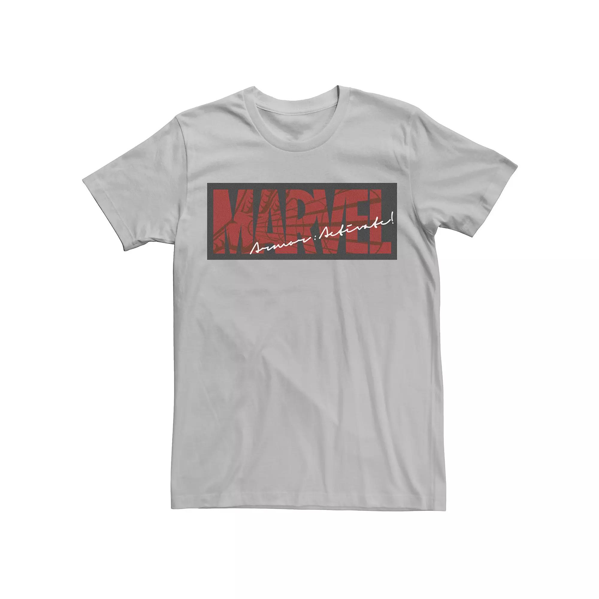 Men's Marvel Shattered Brick Logo Tee, Size: XL, Silver Product Image