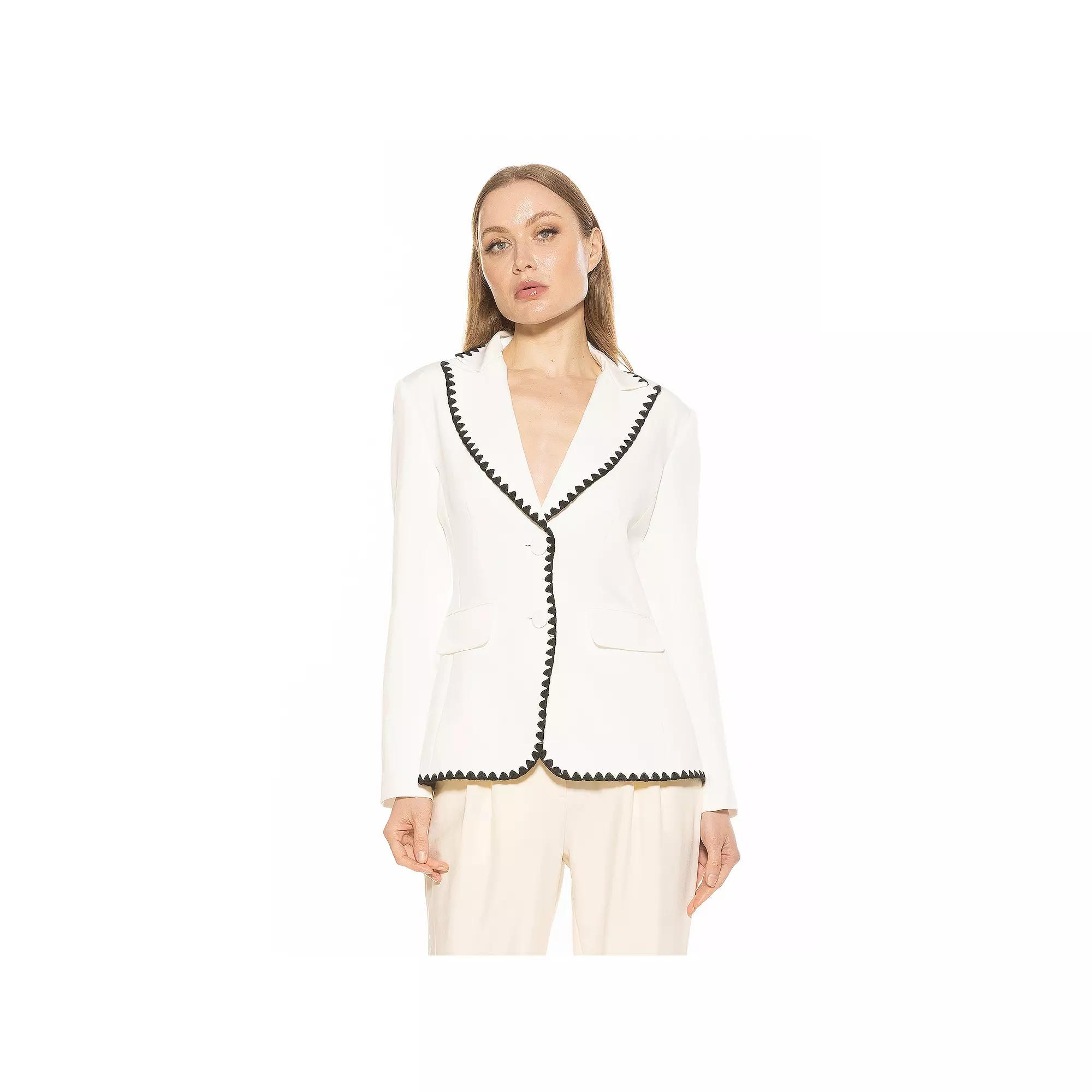 Women's ALEXIA ADMOR Jessilyn Long Sleeve Embroidery Trimmed Blazer,  Product Image
