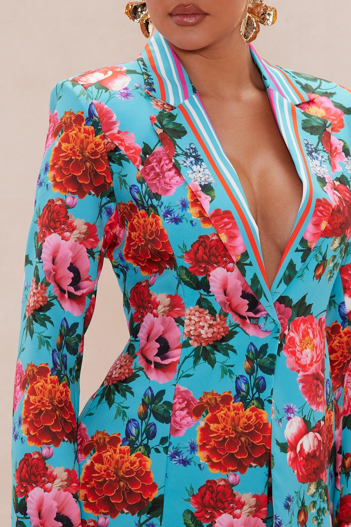 Alessandra Blazer Suit Set - Blue/combo Product Image