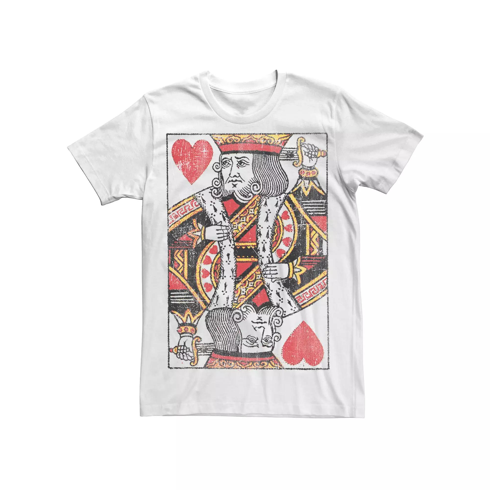 Men's King Of Hearts Distressed Graphic Tee, Size: Large, White Product Image