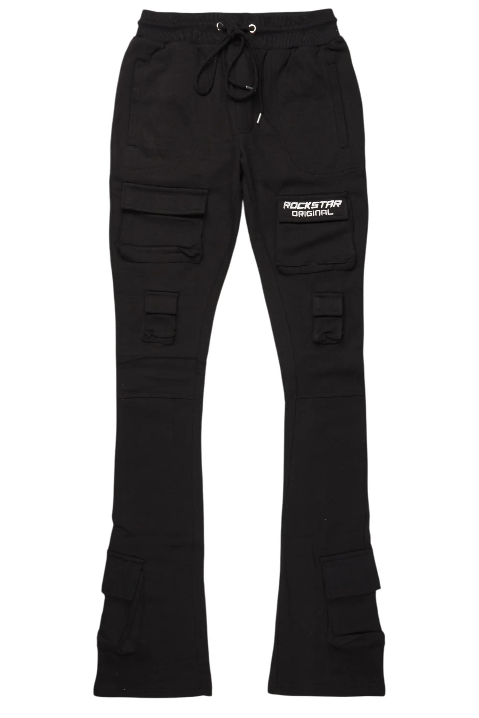 Connor Black Stacked Flare Track Pant Male Product Image