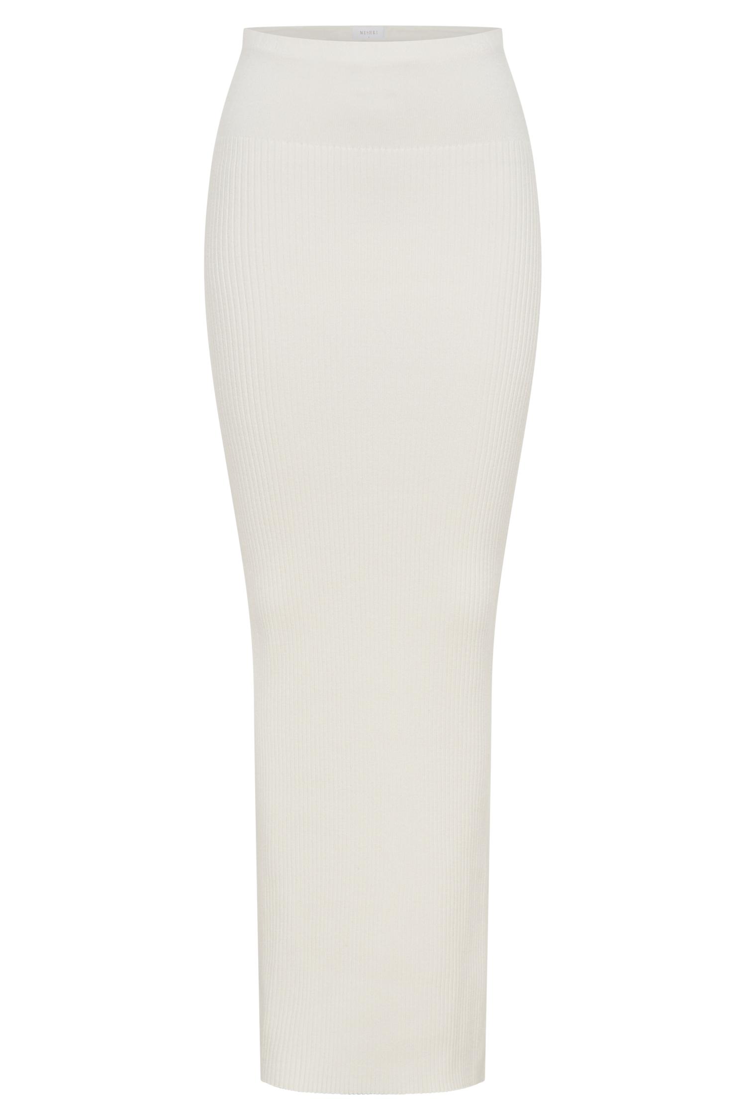 Mathilde Ribbed Knit Maxi Skirt - Ivory Product Image