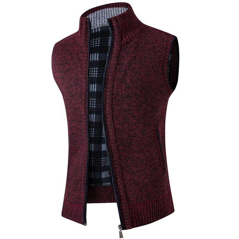 Stand Collar Plain Zip Sweater Vest Product Image