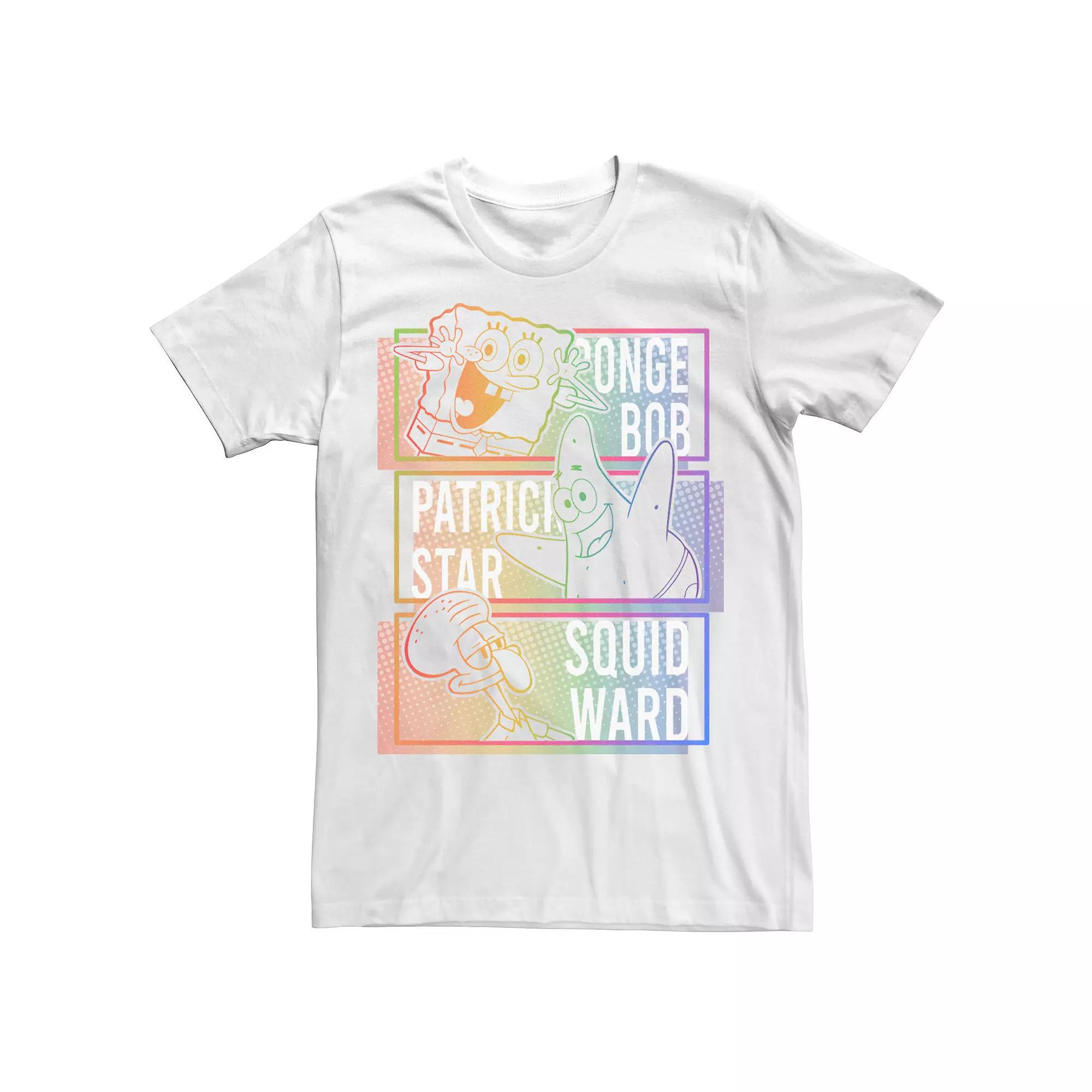 Adult SpongeBob SquarePants Patrick Squidward Rainbow Gradient Tee, Men's,  Product Image