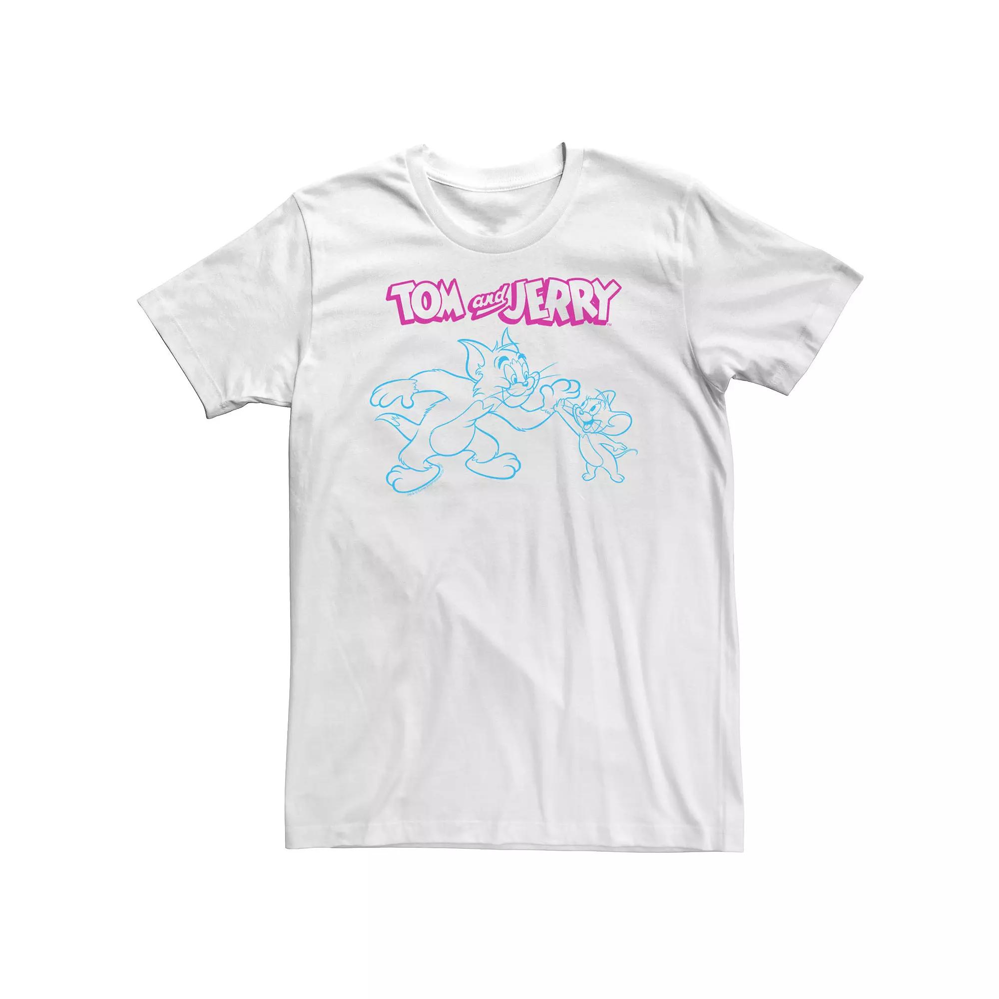 Big & Tall Tom And Jerry High Five Line Art Tee, Men's,  Product Image
