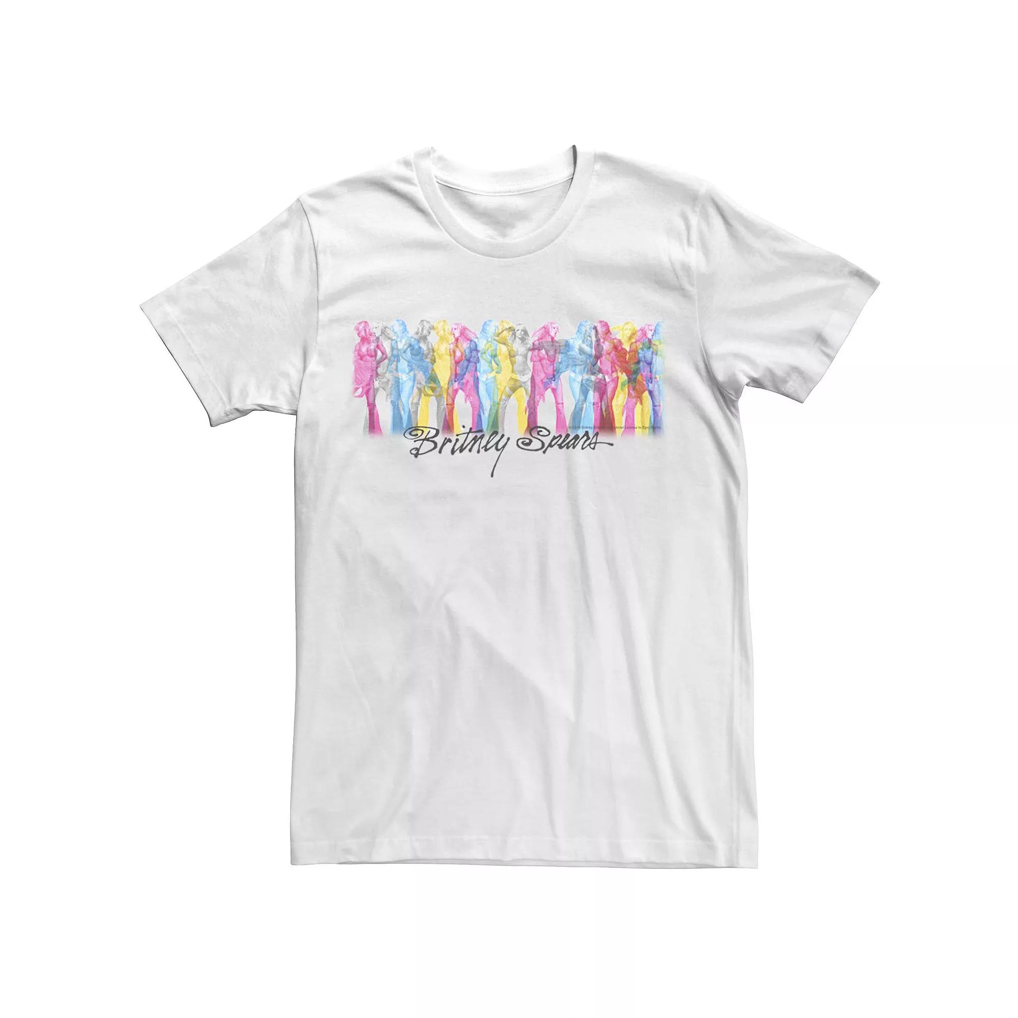 Men's Britney Spears Action Pose Colorful Silhouettes Tee, Size: Small, White Product Image