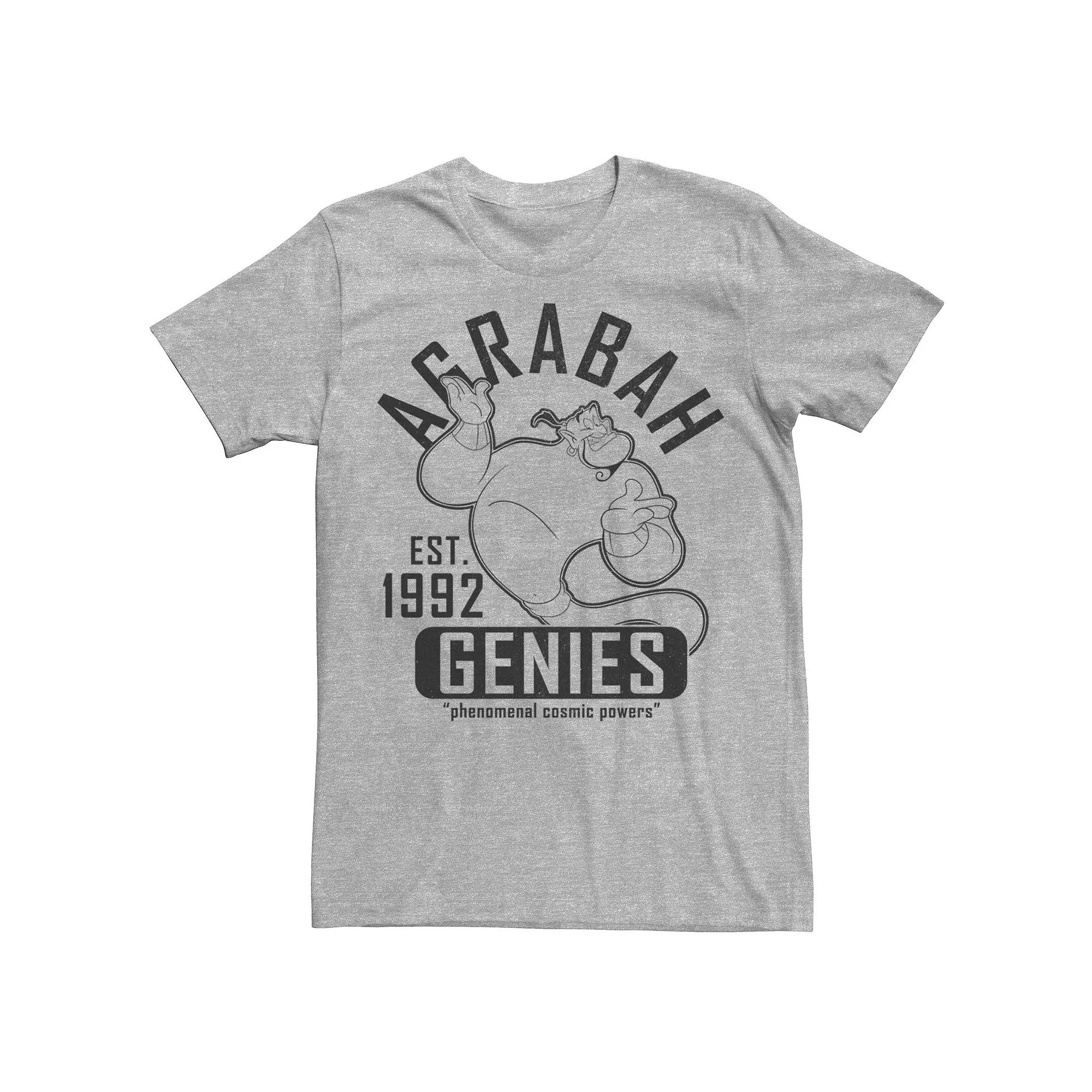 Disneys Aladdin Genie Collegiate Sports Mens Tee Athletic Grey Product Image
