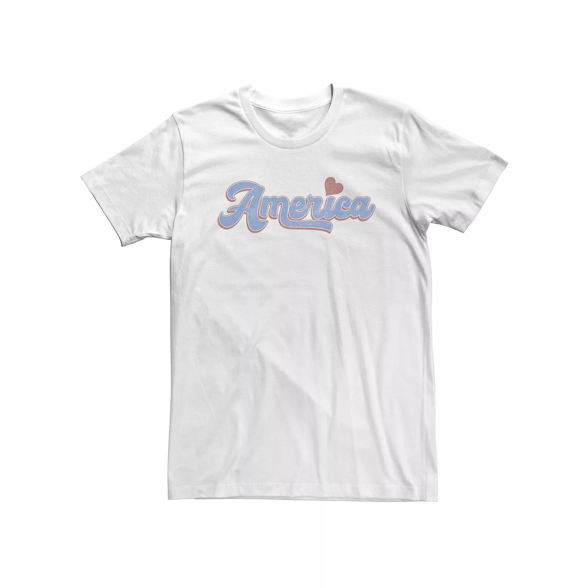 Big & Tall Trendy America Script Heart Tee, Men's,  Product Image