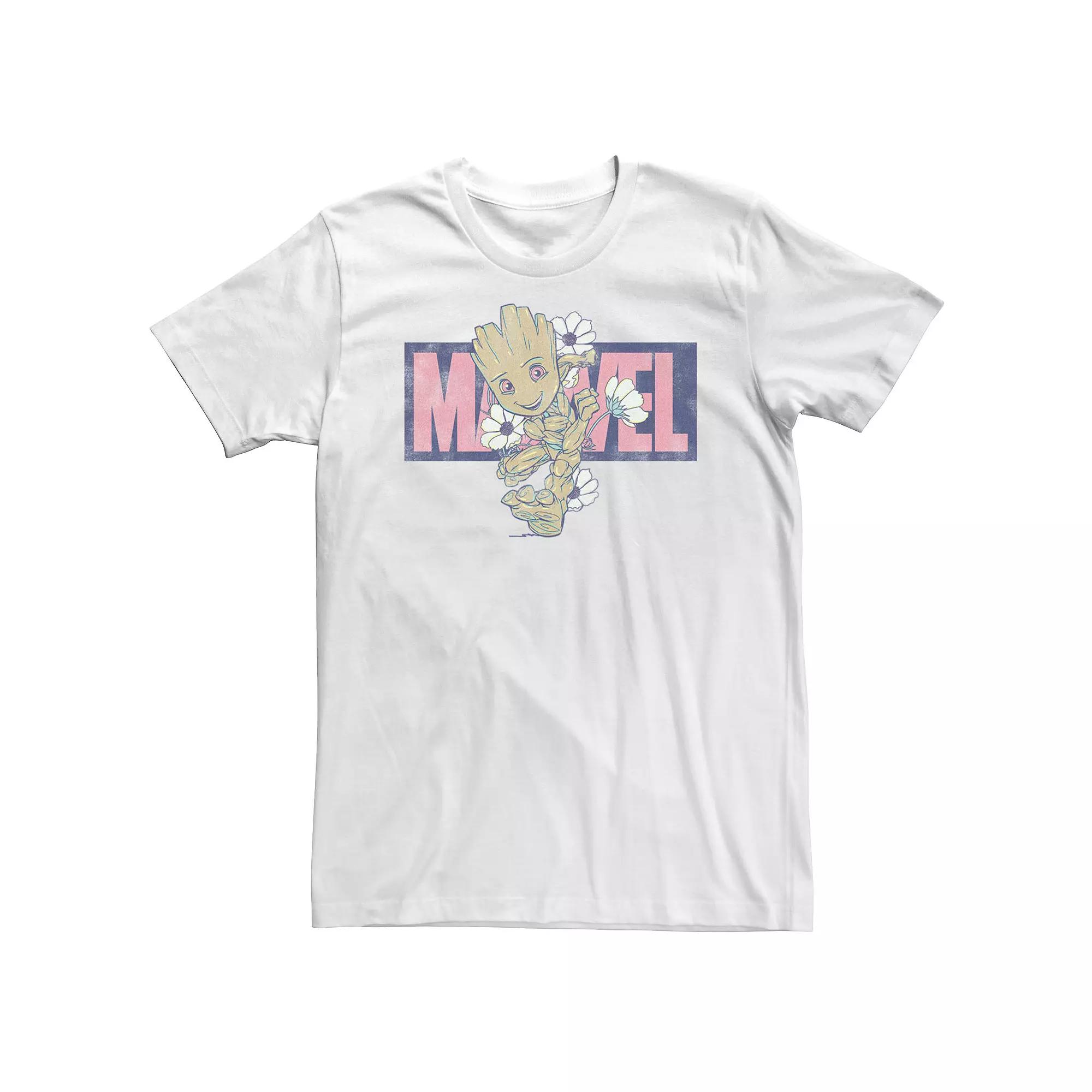 Big & Tall Marvel Groot Running Floral Tee, Mens Product Image