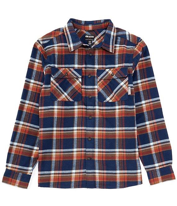 Outdoor Research Performance Stretch Feedback Slate Plaid Flannel Twill Long Sleeve Woven Shirt Product Image