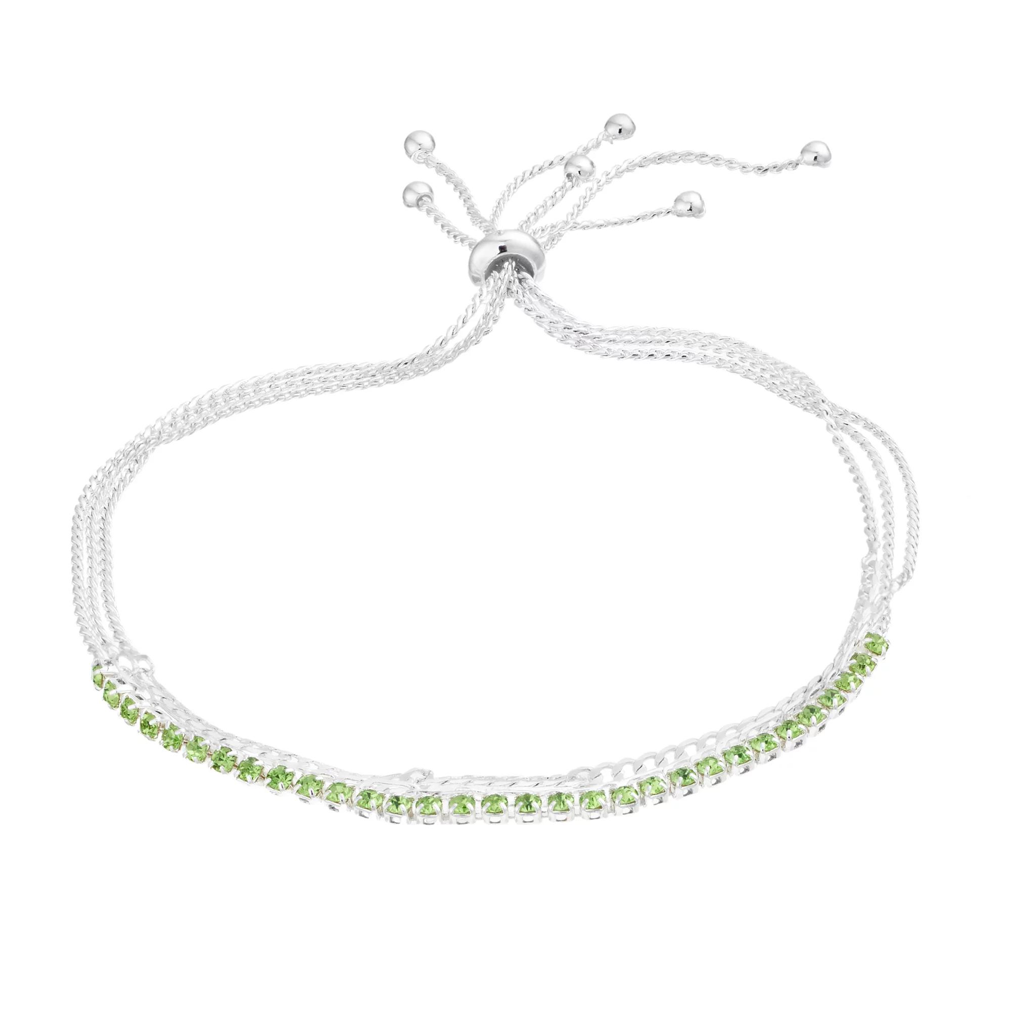 City Luxe Crystal Simulated Birthstone Multi-Strand Adjustable Chain Bracelet, Women's, Silver Tone August Product Image