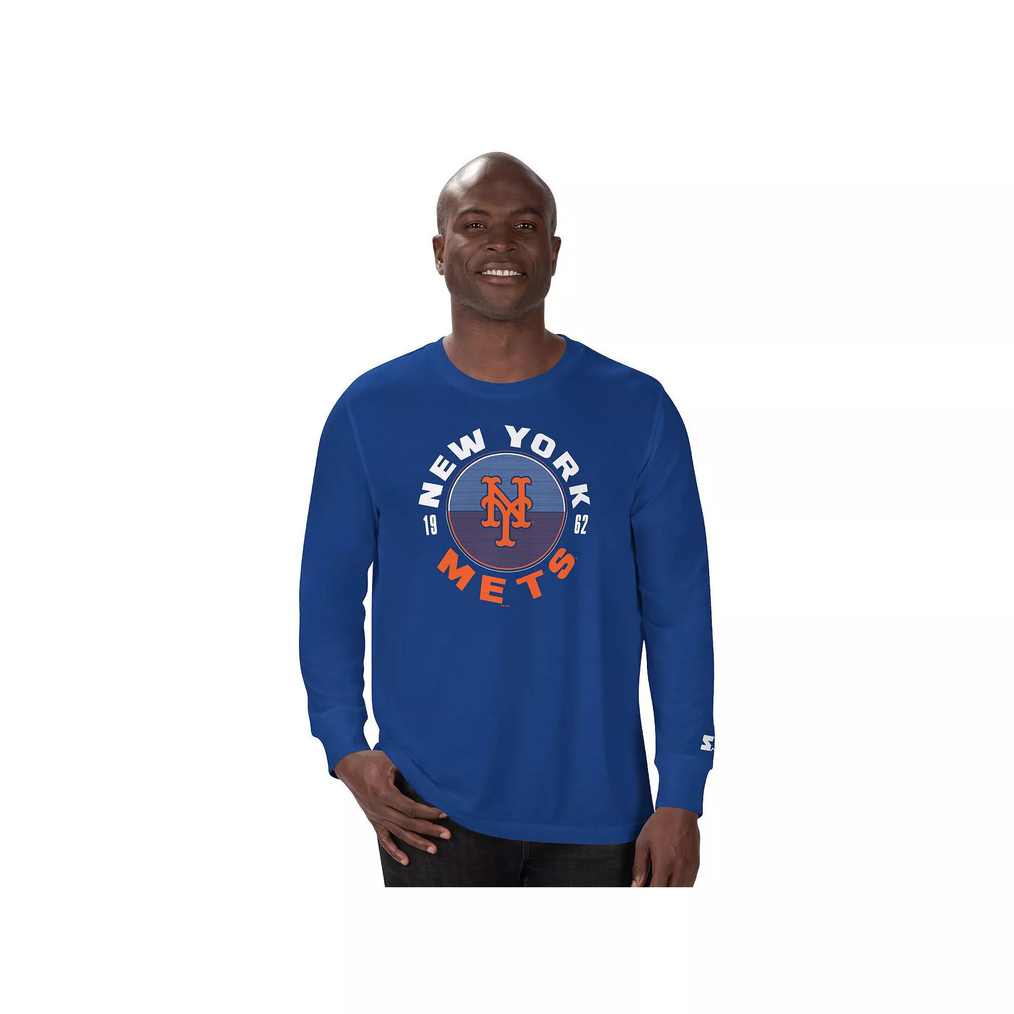 Men's Starter Navy Cleveland Guardians Halftime Long Sleeve T-Shirt,  Product Image