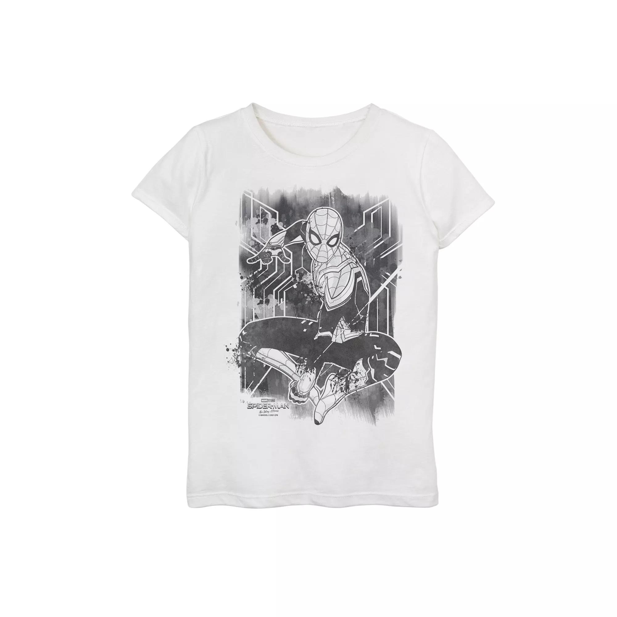 Girls 7-16 Marvel Spider-Man No Way Home Spider-Man Inked Poster Tee, Girl's, Size: Small, White Product Image