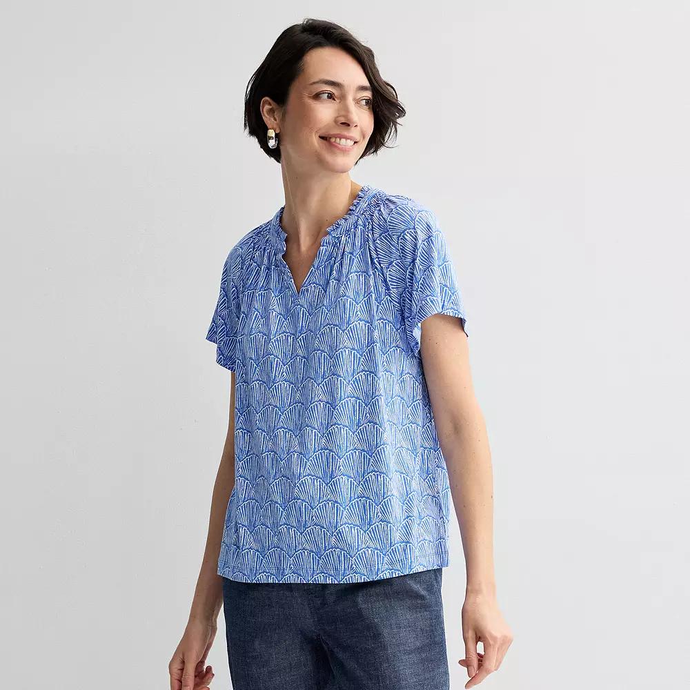 Women's Croft & Barrow® Smocked Raglan Top,  Product Image