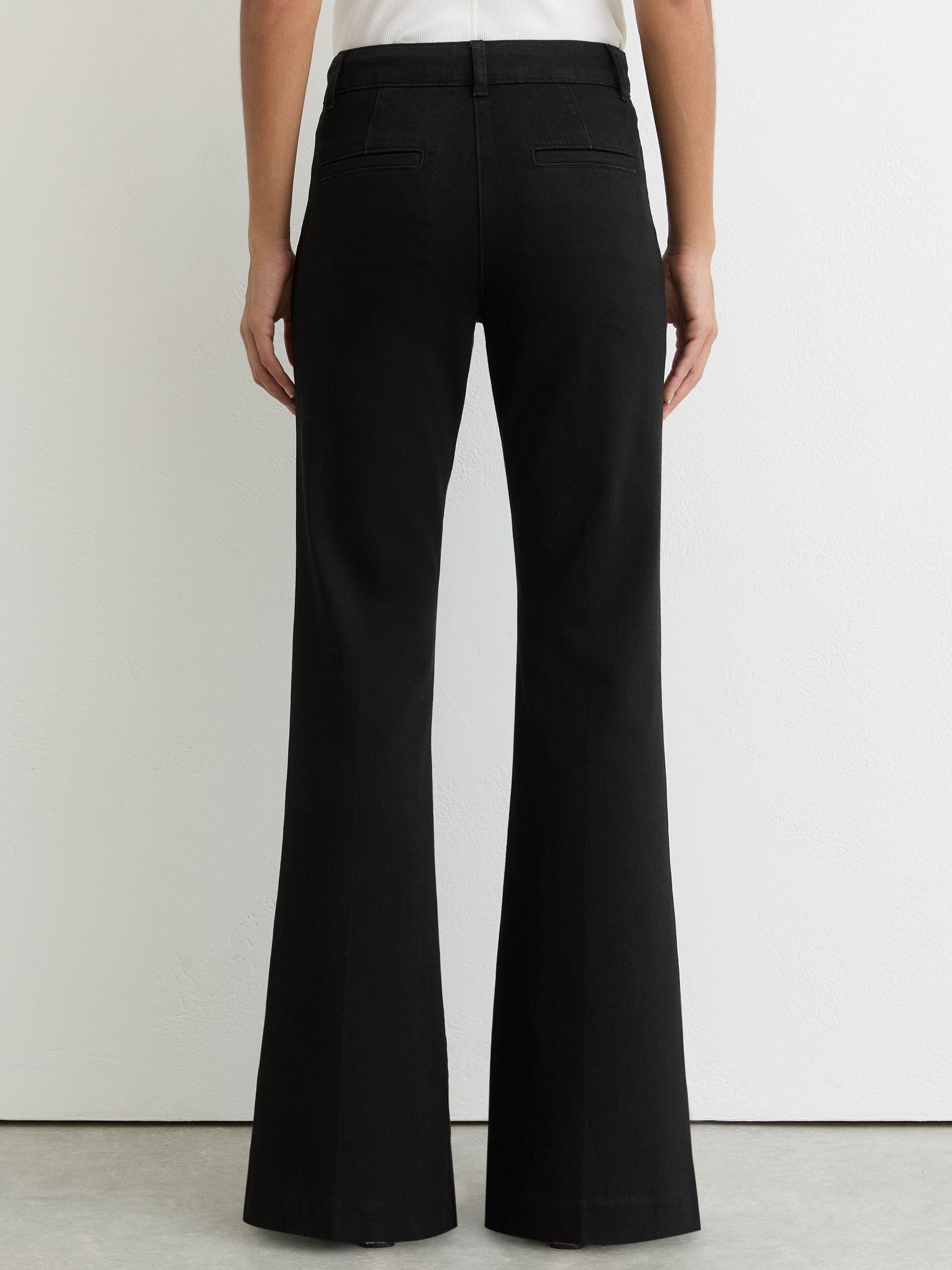 Button-Detail High-Rise Flared Jeans in Black Product Image