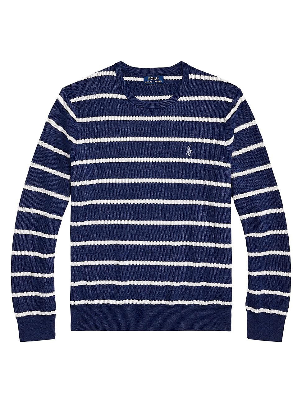 Mens Striped Mesh-Knit Sweater Product Image