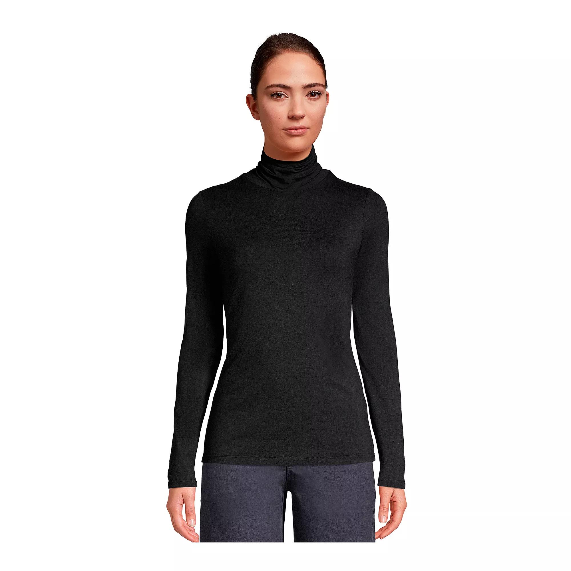 Women's Lands' End Lightweight Fitted Turtleneck,  Product Image